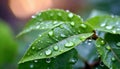 Water drops on green leaves, beauty of nature details element Royalty Free Stock Photo