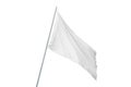 A white flag waves in the wind. Isolated in white. Perfect for state or advertising flag mockup Royalty Free Stock Photo