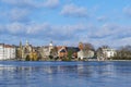 Winter scene at the frozen Dahme river in Berlin Koepenick Royalty Free Stock Photo