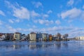 Winter scene at the frozen Dahme river in Berlin Koepenick Royalty Free Stock Photo