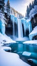 Winter Waterfall Landscape with Ice and Snow Royalty Free Stock Photo