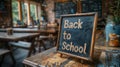 Rustic Wooden Back to School Sign in Cafe Royalty Free Stock Photo