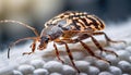 Generated imageBedbug Close up of Cimex hemipterus - bed bug on bed background , generated by AI