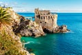 Generated imageThe Amalfi coast of Italy. View of Torre Normanna. Royalty Free Stock Photo