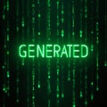 Generated Text with Green Matrix Code Background Royalty Free Stock Photo