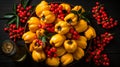 Ackee Fruits Background Fresh Pile & Active Lifestyle