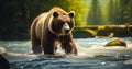 Alaskan Adventure Brown Bear Catching Salmon in the River