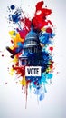 Artistic American Democracy and Freedom Concept with Splattered Paint Eagle and Capitol Building Royalty Free Stock Photo