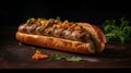 Bratwurst A mouth-watering German delicacy food photography. Generative AI