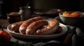 Bratwurst A mouth-watering German delicacy food photography. Generative AI