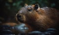 Capybara Majestic Beauty in the Heart of the Amazon. Composition is framed by the lush greenery of Amazon rainforest with the Royalty Free Stock Photo