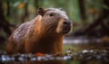 Capybara Majestic Beauty in the Heart of the Amazon. Composition is framed by the lush greenery of Amazon rainforest with the Royalty Free Stock Photo
