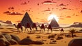 Clay Animation Oasis Camels and Desert Pyramid