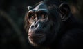 close photo of bonobo in its natural habitat. Generative AI
