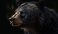 close up photo of American black bear Ursus americanus on dark background. Generative AI