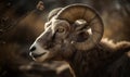 close up photo of Argali in its natural habitat. Generative AI