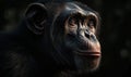 close up photo of bonobo on dark background. Generative AI