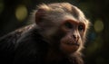 close up photo of capuchin monkey on blurry bokeh forest background. Generative AI