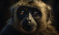 close up photo of gibbon on black background. Generative AI