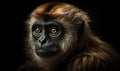 close up photo of gibbon on black background. Generative AI