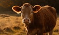close up photo of Guernsey cow in its natural habitat. Generative AI