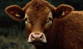 close up photo of heifer bovine in its natural habitat. Generative AI