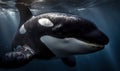 close up photo of killer whale in its natural habitat. Generative AI Royalty Free Stock Photo