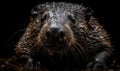 closeup photo of mole on black background. Generative AI