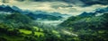 Cloudy Tropic Mountain View Foggy Jungle Panorama Royalty Free Stock Photo