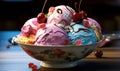 Creamy Vanilla Scoop Tempting Ice Cream Bowl Royalty Free Stock Photo