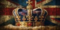 Crown Jewels of the United Kingdom on British flag background Impasto. Generative AI Royalty Free Stock Photo