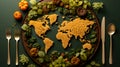 Culinary Journey Food-Inspired World Map for Global Gastronomy on World Food Day