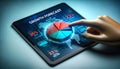 3D illustration of a pie chart on a digital tablet screen with Growth Forecast as the heading. Fingerprints and smudges on the Royalty Free Stock Photo