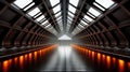 Dark Futuristic Modern Garage Showroom Tunnel Corridor. Entrance 3D Illustration Royalty Free Stock Photo