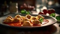 Discover the ultimate taste of Italy with this freshly cooked ravioli food photography. Generative AI