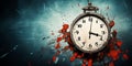 Distorted wall clock melting away with a grunge background symbolizing the fleeting nature of time and the concept of temporal Royalty Free Stock Photo