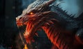 Dragon Breathing Fire A dragon breathes fire its red scales glowing in the darkness Royalty Free Stock Photo