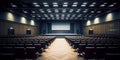 Empty conference hall interior with stage for presentation. Generative AI Royalty Free Stock Photo