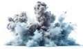 Explosive Burst of Dense Smoke Clouds Isolated on White Background, Concept of Power, Destruction, and Turbulent Force in Royalty Free Stock Photo