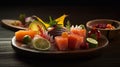 Exquisite Japanese Sashimi for an Authentic Culinary Experience Food Photography. Generative AI