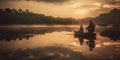 Father and Son Fishing on Serene Lake. Bonding Moment and Special Connection. Generative AI