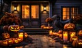 Festive Halloween Decorations outside a House a Way to Bring Joy to the Season Royalty Free Stock Photo