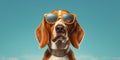 Fun in the Sun Adorable Beagle Dog with a Funny Expression Soaks up the Summer Vibes. Generative AI