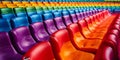 Gay flag stadium seats. Sports Gay Games Olympics competition concept Royalty Free Stock Photo