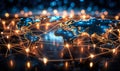 Global Network Connections with Glowing Nodes and Lines on World Map, Illustrating International Communication and Data Royalty Free Stock Photo