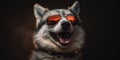 Happy Huskie Smiling Dog with Funny Sunglasses Generative AI Royalty Free Stock Photo