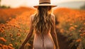 In Harmony with Nature Woman in Straw Hat and Lavender Field Royalty Free Stock Photo