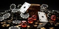 High Stakes Night Casino Cards Chips and Cubes in Play