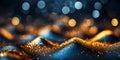 Holiday Concept with Dark Blue and Gold Particle Bokeh Royalty Free Stock Photo