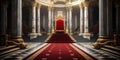 Kingdoms Welcome Glistening Red Aisle Towards Grand Thrones in Castle